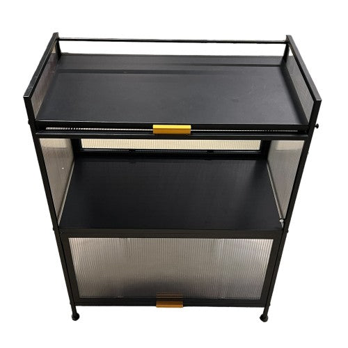 3-Tier Multifunctional Storage Rack, 60cm Width Storage Cabinet with Flip Up Doors for Home, Kitchen, Pantry, Bedroom, Office (Black) 3-Tier Multifunctional Storage Rack, 60cm Width Storage Cabinet with Flip Up Doors for Home, Kitchen, Pantry, Bedroom, Office (Black)